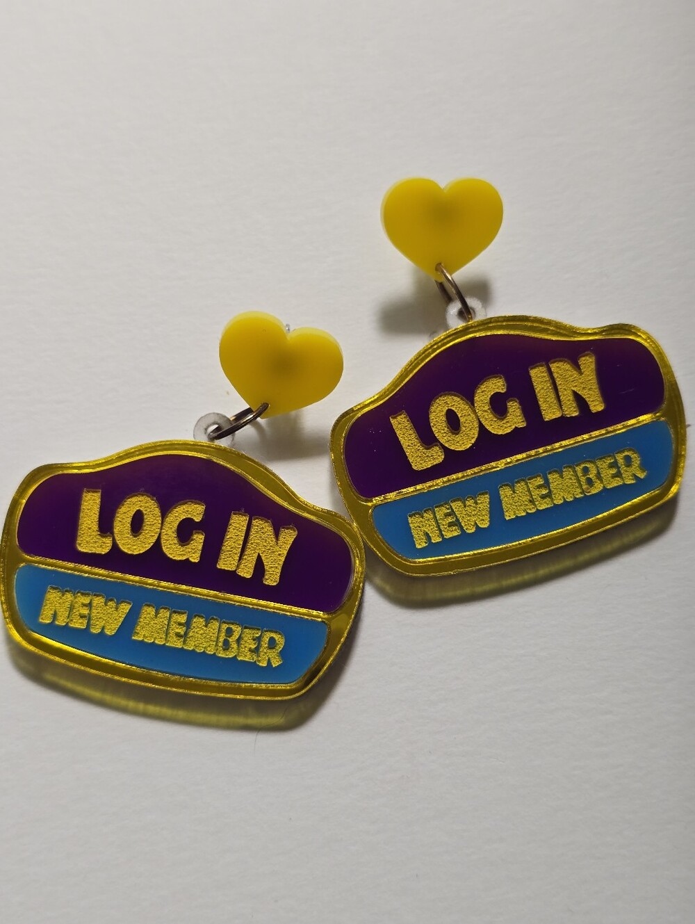 Yellow Heart LOG IN / New Member Dangle Earrings